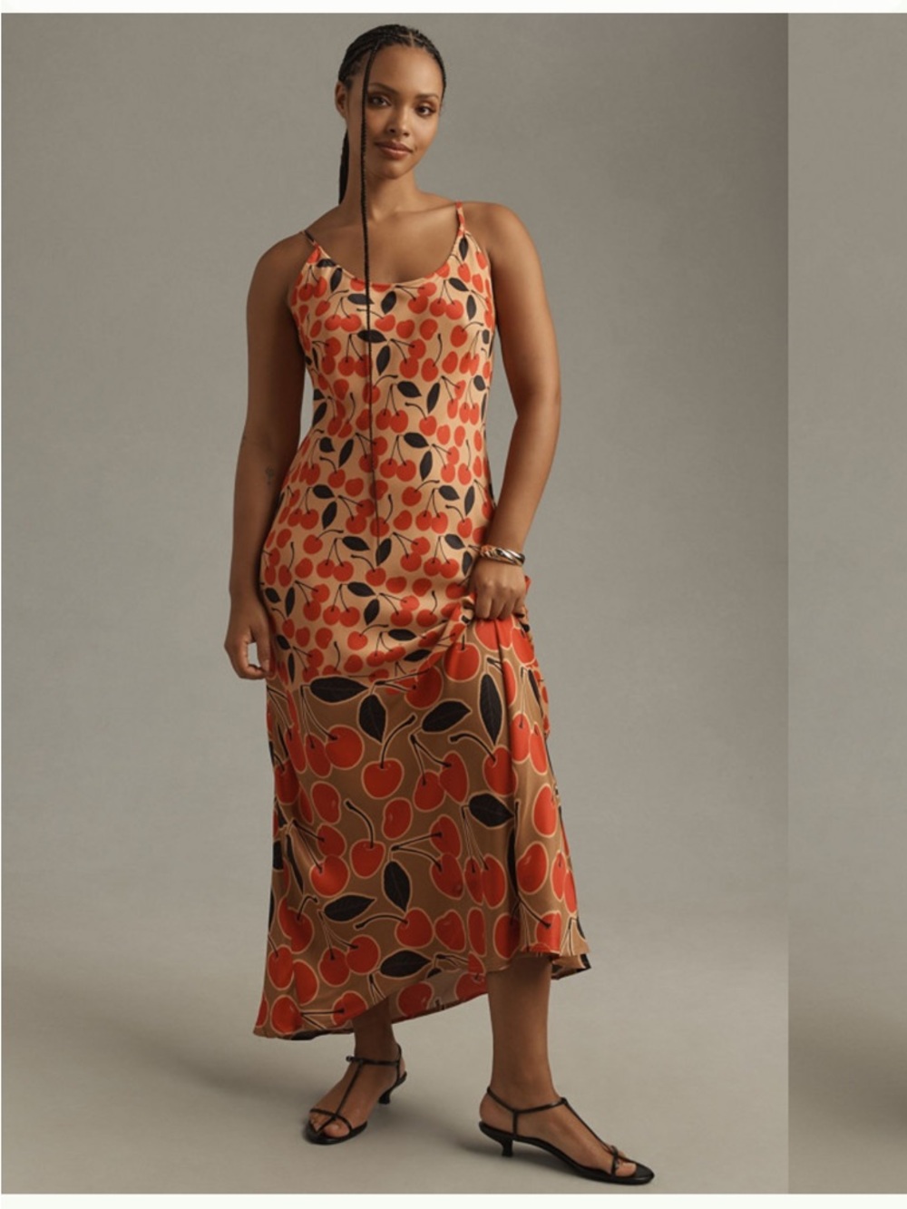 Elva Slip Dress with Cherry Print